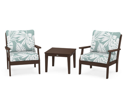 POLYWOOD® Braxton 3-Piece Deep Seating Set in Mahogany / Leaf Glacier Spa