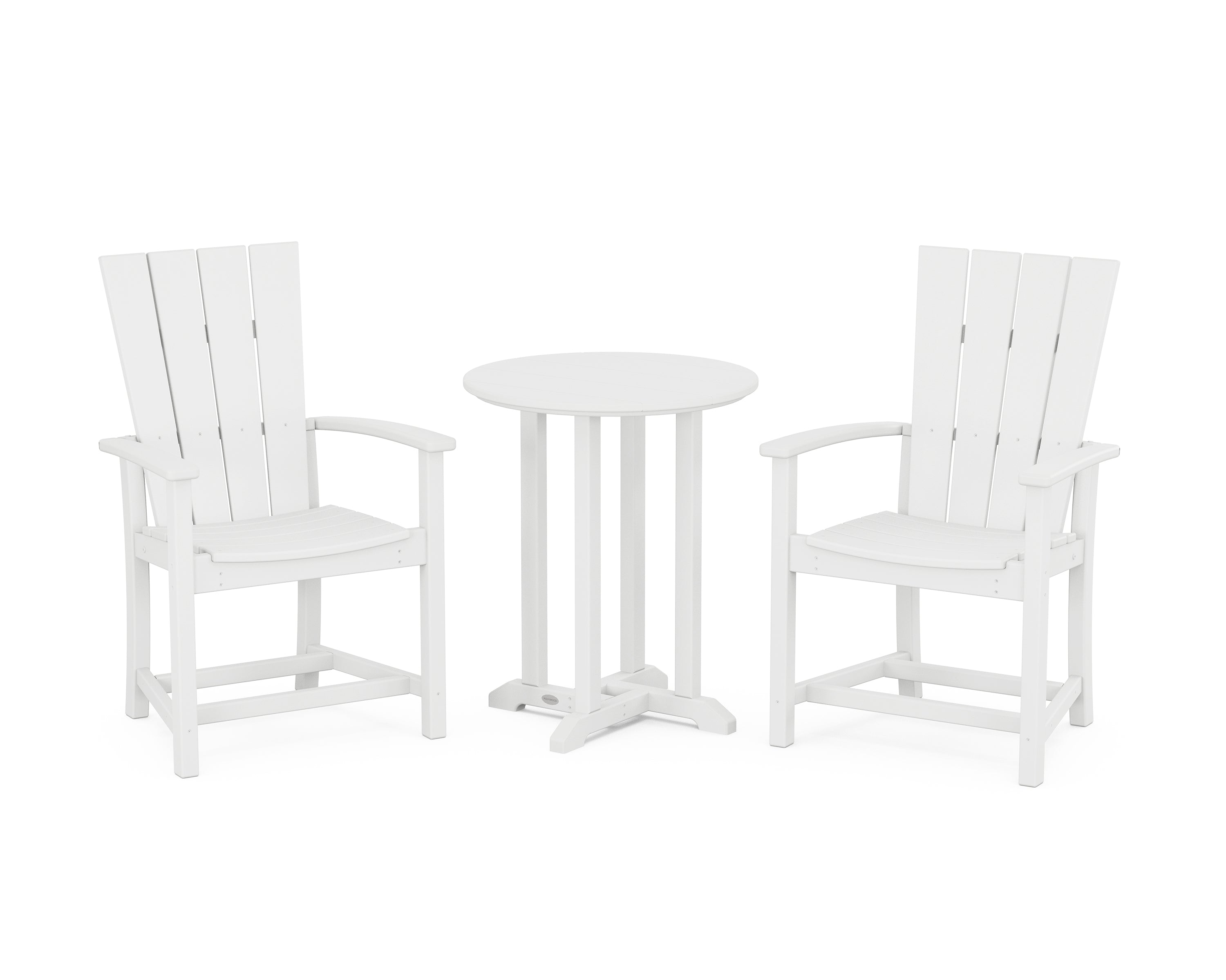 POLYWOOD® Quattro 3-Piece Round Farmhouse Bistro Dining Set in White