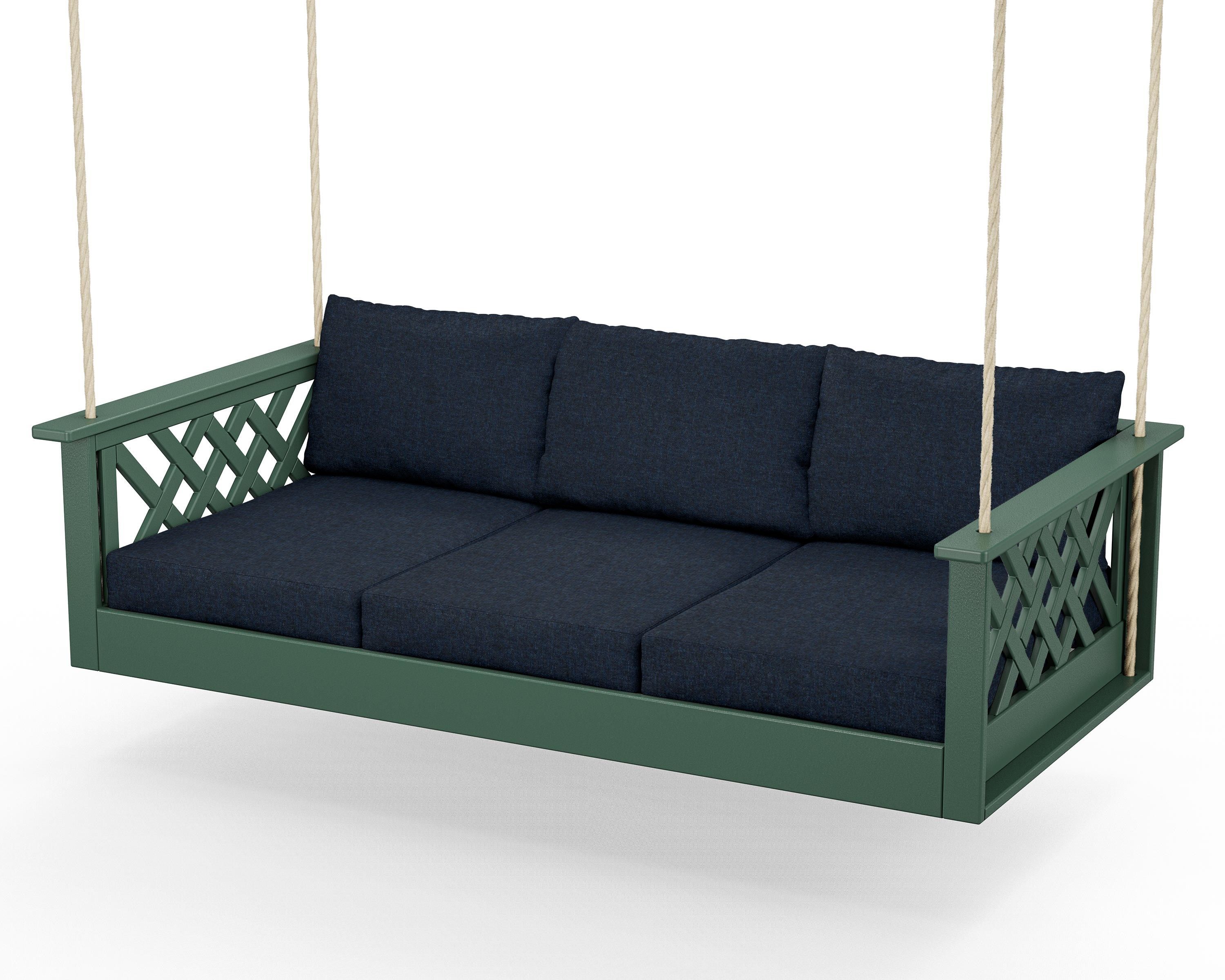 Country Living Wovendale Daybed Swing in Green / Marine Indigo