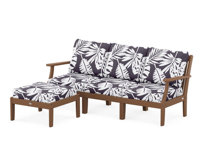 POLYWOOD® Braxton Modular 4-Piece Deep Seating Set with Ottoman in Teak / Leaf Navy