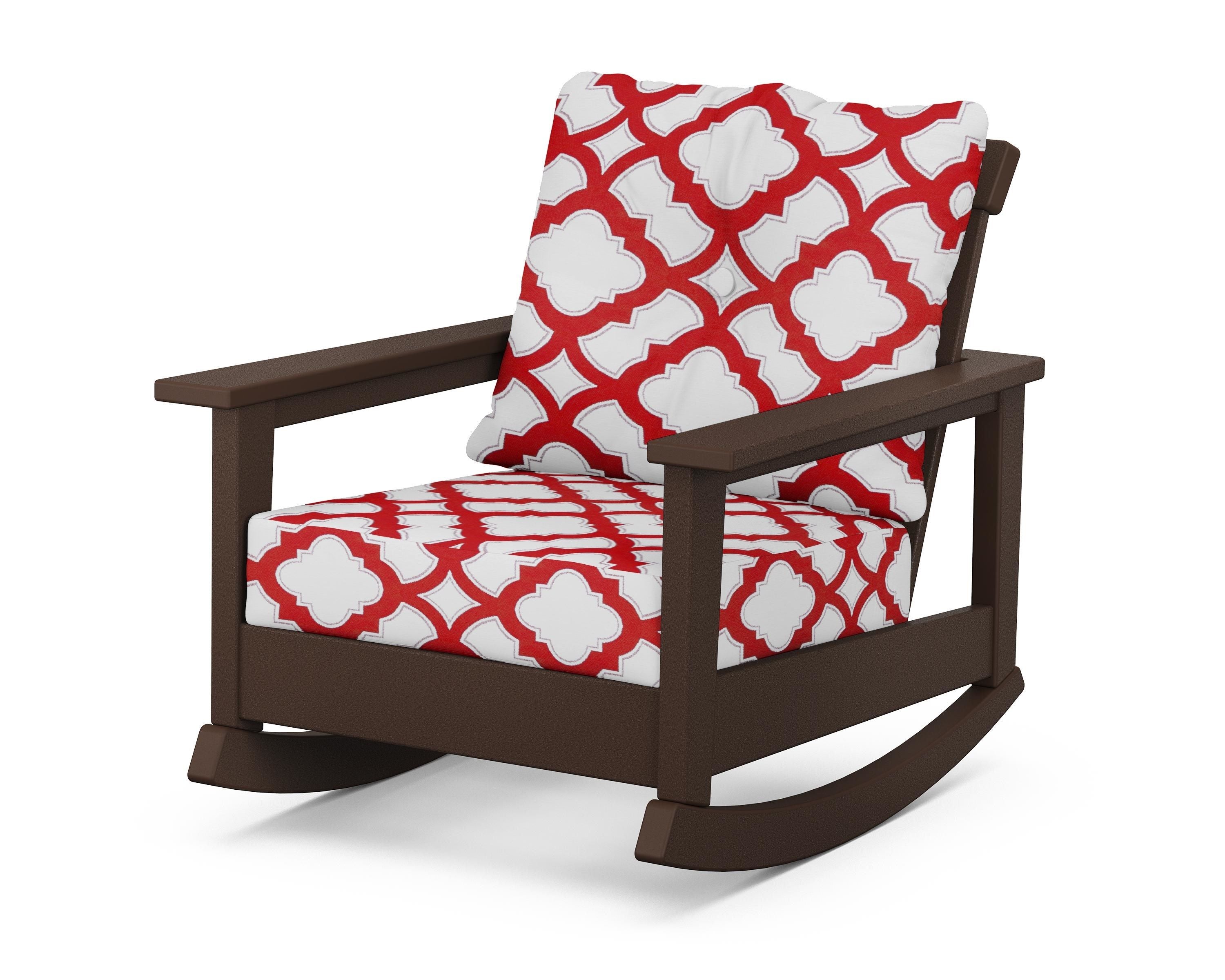 POLYWOOD® Prescott Deep Seating Rocking Chair in Mahogany / Trellis Crimson