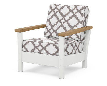 POLYWOOD® Harbour Deep Seating Chair in White / Natural / Trellis Grey Mist