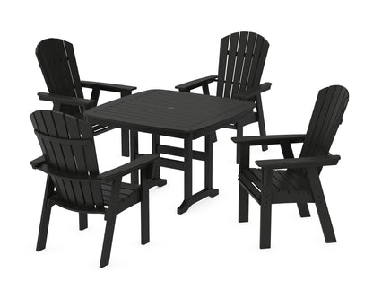 POLYWOOD® Nautical Curveback Adirondack 5-Piece Dining Set in Black