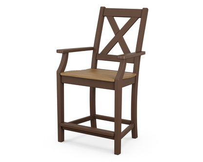 POLYWOOD® Braxton Counter Arm Chair in Mahogany / Natural