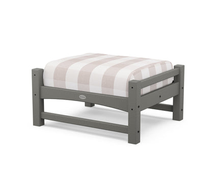 POLYWOOD® Club Ottoman in Slate Grey / Buffalo Plaid Dune Burlap