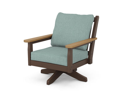 POLYWOOD® Chippendale Deep Seating Swivel Chair in Mahogany / Natural / Glacier Spa