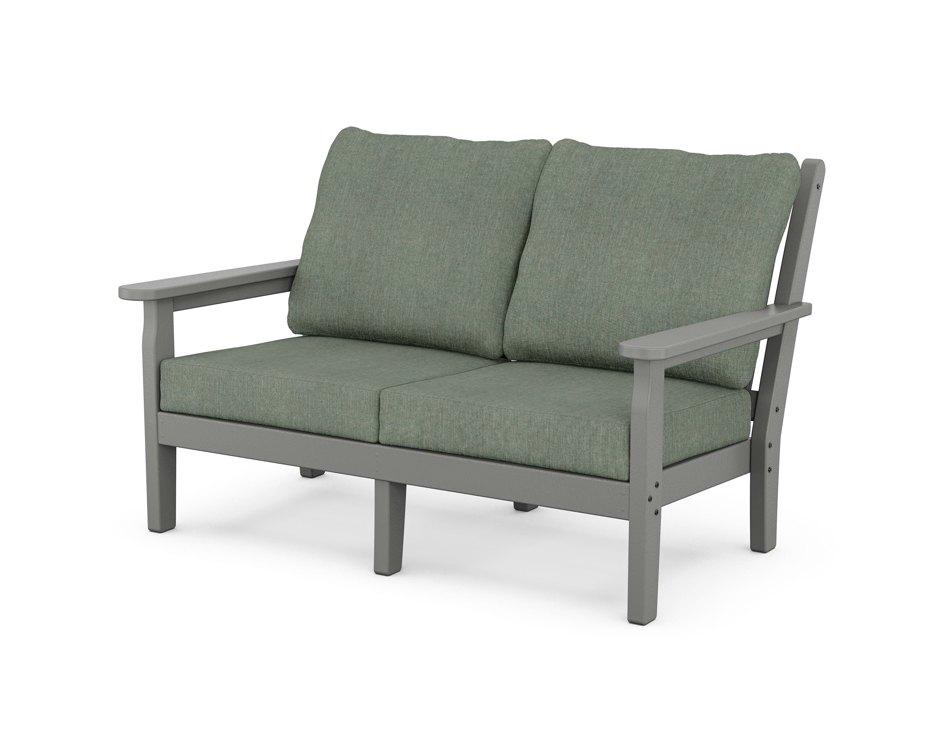POLYWOOD® Chippendale Deep Seating Loveseat in Slate Grey / Cast Sage