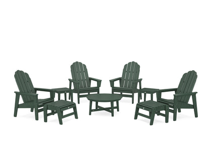 POLYWOOD® Vineyard Grand Upright Adirondack 9-Piece Conversation Set in Green
