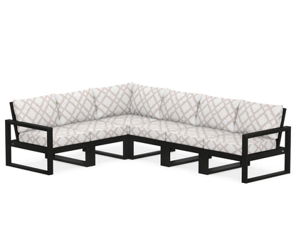 POLYWOOD® EDGE 6-Piece Modular Deep Seating Set in Black / Trellis Dune Burlap