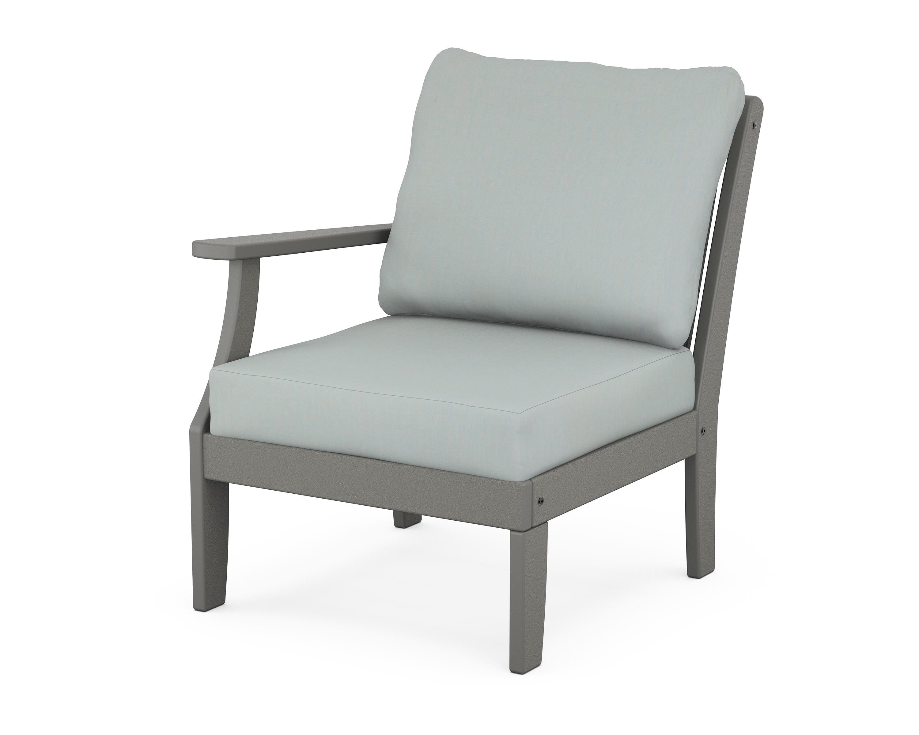 POLYWOOD® Braxton Modular Left Arm Chair in Slate Grey / Spa