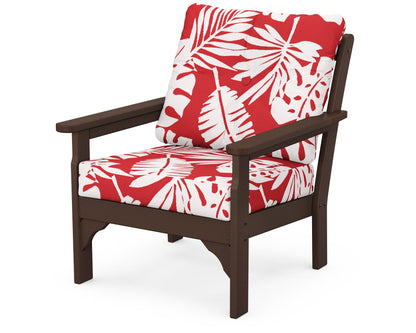 POLYWOOD® Vineyard Deep Seating Chair in Mahogany / Leaf Crimson