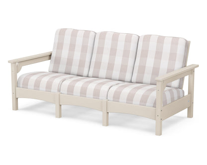 POLYWOOD® Club Sofa in Sand / Buffalo Plaid Dune Burlap