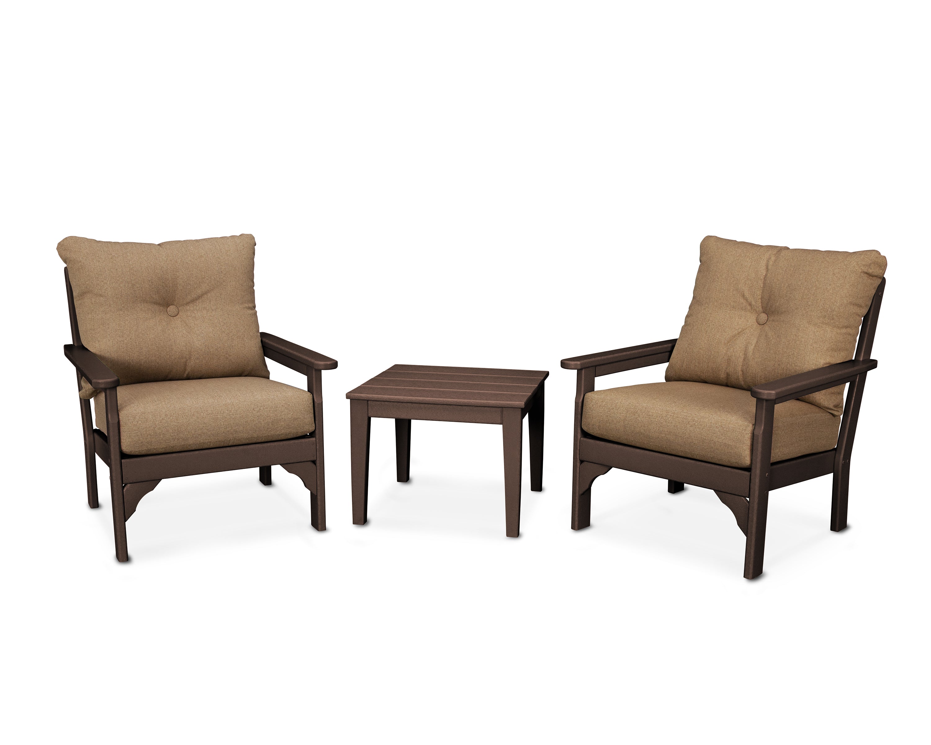POLYWOOD® Vineyard 3-Piece Deep Seating Set in Mahogany / Sesame