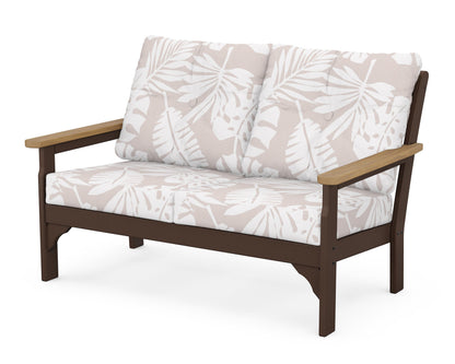 POLYWOOD® Vineyard Deep Seating Loveseat in Mahogany / Natural / Leaf Dune Burlap