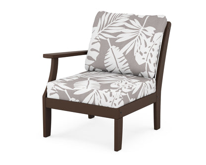 POLYWOOD® Braxton Modular Left Arm Chair in Mahogany / Leaf Grey Mist