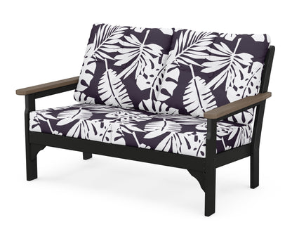 POLYWOOD® Vineyard Deep Seating Loveseat in Black / Kona / Leaf Navy
