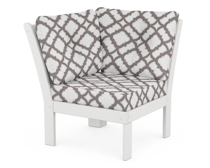 POLYWOOD® Vineyard Modular Corner Chair in White / Trellis Grey Mist
