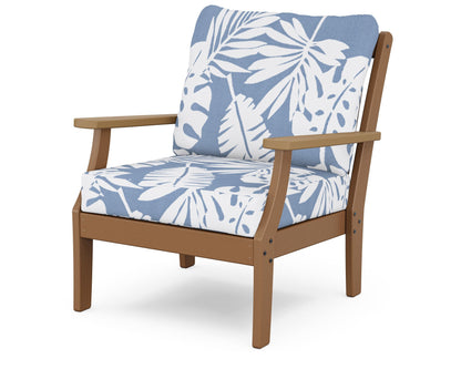 POLYWOOD® Braxton Deep Seating Chair in Teak / Natural / Leaf Sky Blue