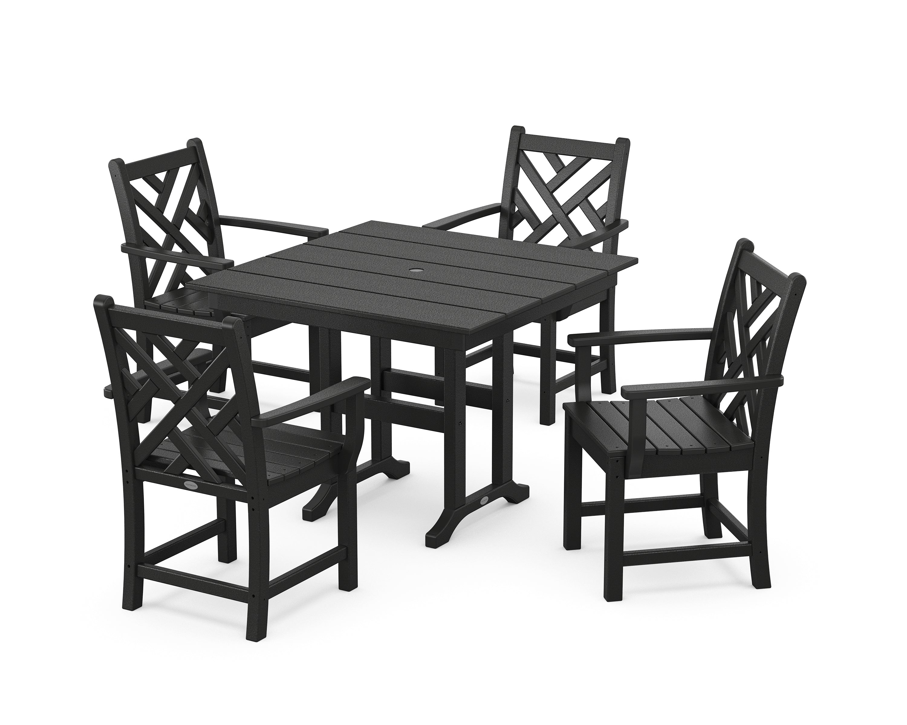 POLYWOOD® Chippendale 5-Piece Farmhouse Dining Set in Black