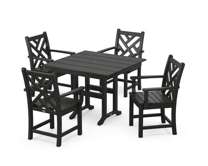POLYWOOD® Chippendale 5-Piece Farmhouse Dining Set in Black