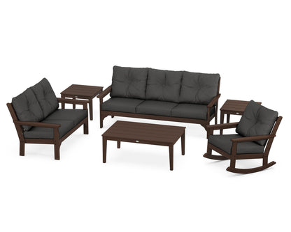 POLYWOOD® Vineyard 6-Piece Deep Seating Set in Mahogany / Spectrum Carbon