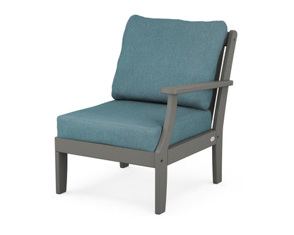 POLYWOOD® Braxton Modular Right Arm Chair in Slate Grey / Ocean Teal