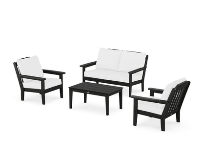 Country Living Cottage 4-Piece Deep Seating Set with Loveseat in Black / Natural