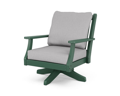 Country Living Wovendale Deep Seating Swivel Chair in Green / Granite