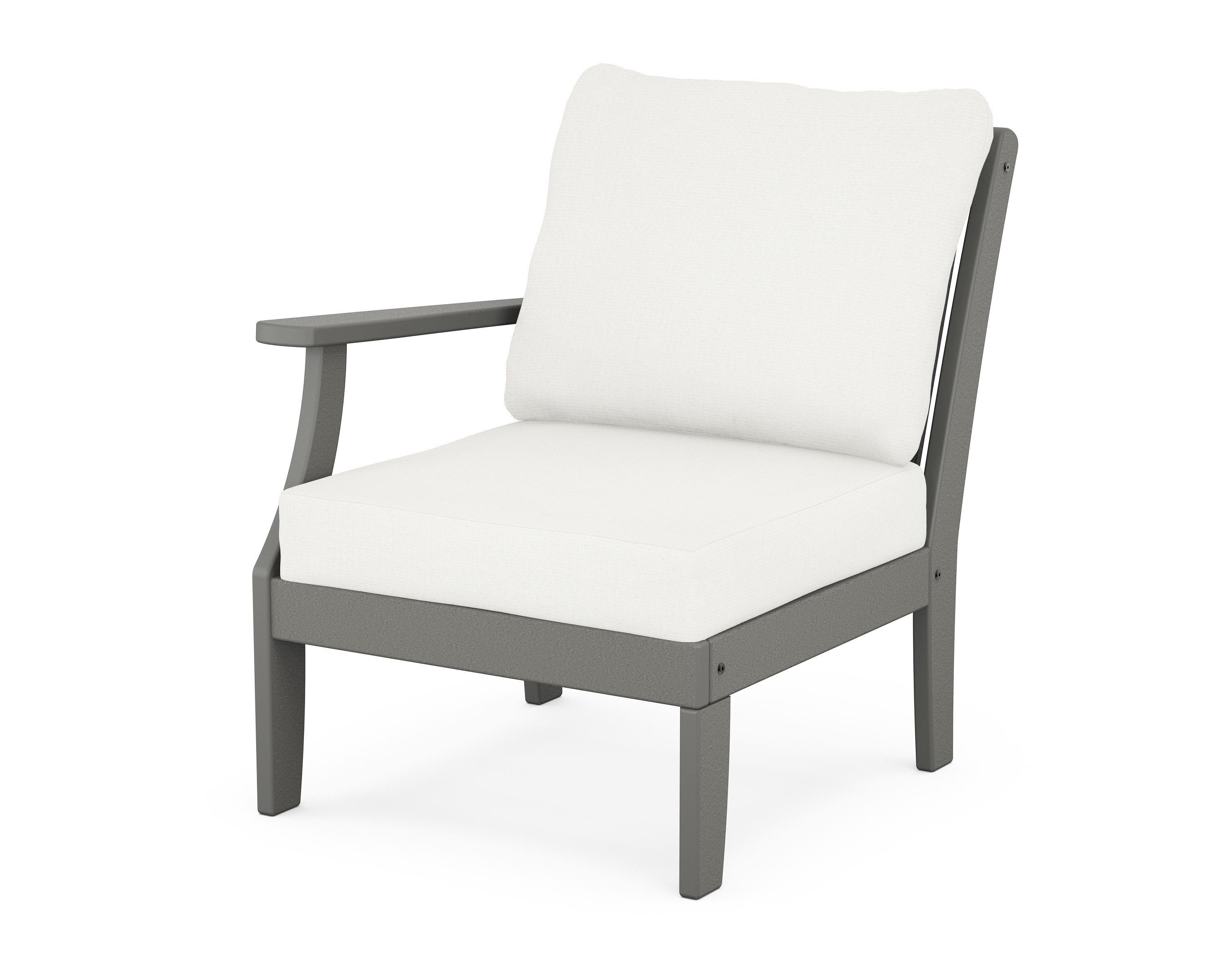 POLYWOOD® Braxton Modular Left Arm Chair in Slate Grey / Natural Linen