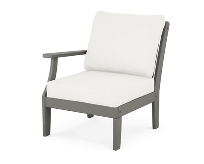 POLYWOOD® Braxton Modular Left Arm Chair in Slate Grey / Natural Linen