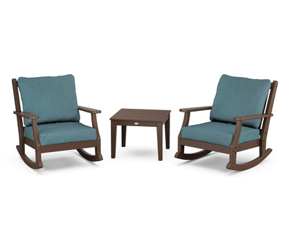 Country Living Wovendale 3-Piece Deep Seating Rocker Set in Mahogany / Ocean Teal