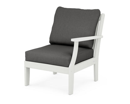 POLYWOOD® Braxton Modular Right Arm Chair in Vintage White / Spectrum Carbon