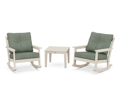 POLYWOOD® Vineyard 3-Piece Deep Seating Rocker Set in Sand / Cast Sage