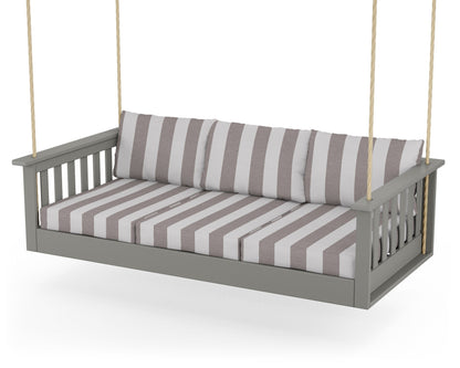 POLYWOOD® Vineyard Daybed Swing in Slate Grey / Cabana Stripe Grey Mist