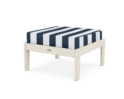 Country Living Cottage Deep Seating Ottoman in Sand / Cabana Stripe Marine Indigo