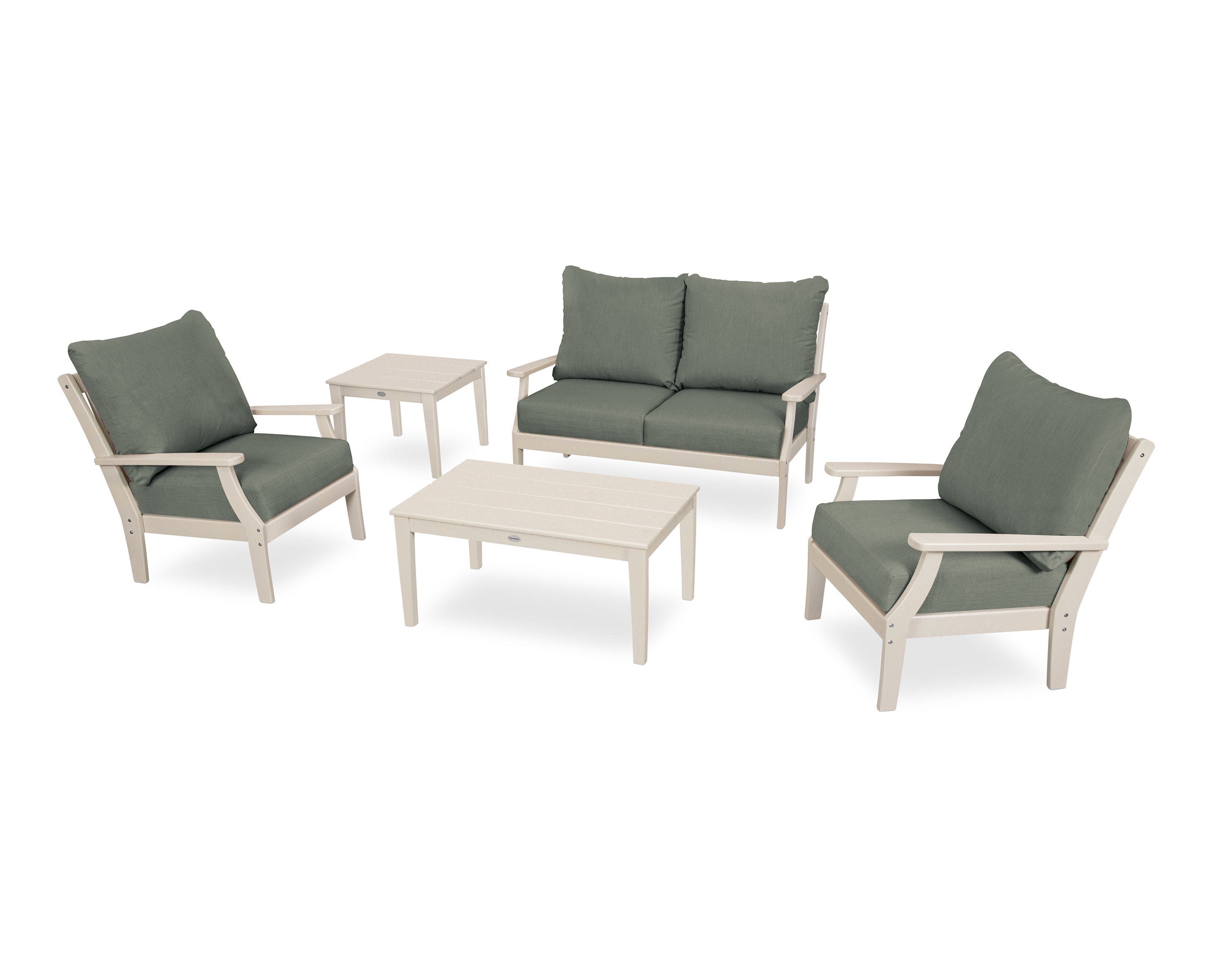 POLYWOOD® Braxton 5-Piece Deep Seating Set in Sand / Cast Sage