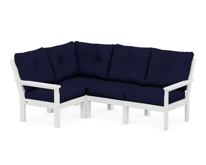 POLYWOOD® Vineyard 4-Piece Sectional in White / Navy
