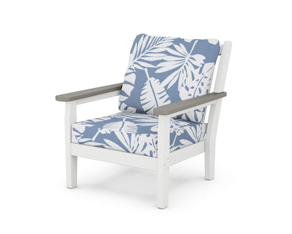 POLYWOOD® Chippendale Deep Seating Chair in White / Driftwood / Leaf Sky Blue