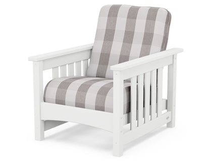 POLYWOOD® Club Mission Chair in White / Buffalo Plaid Grey Mist