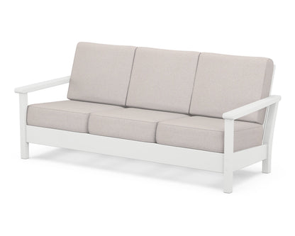 POLYWOOD® Harbour Deep Seating Sofa in White / Dune Burlap