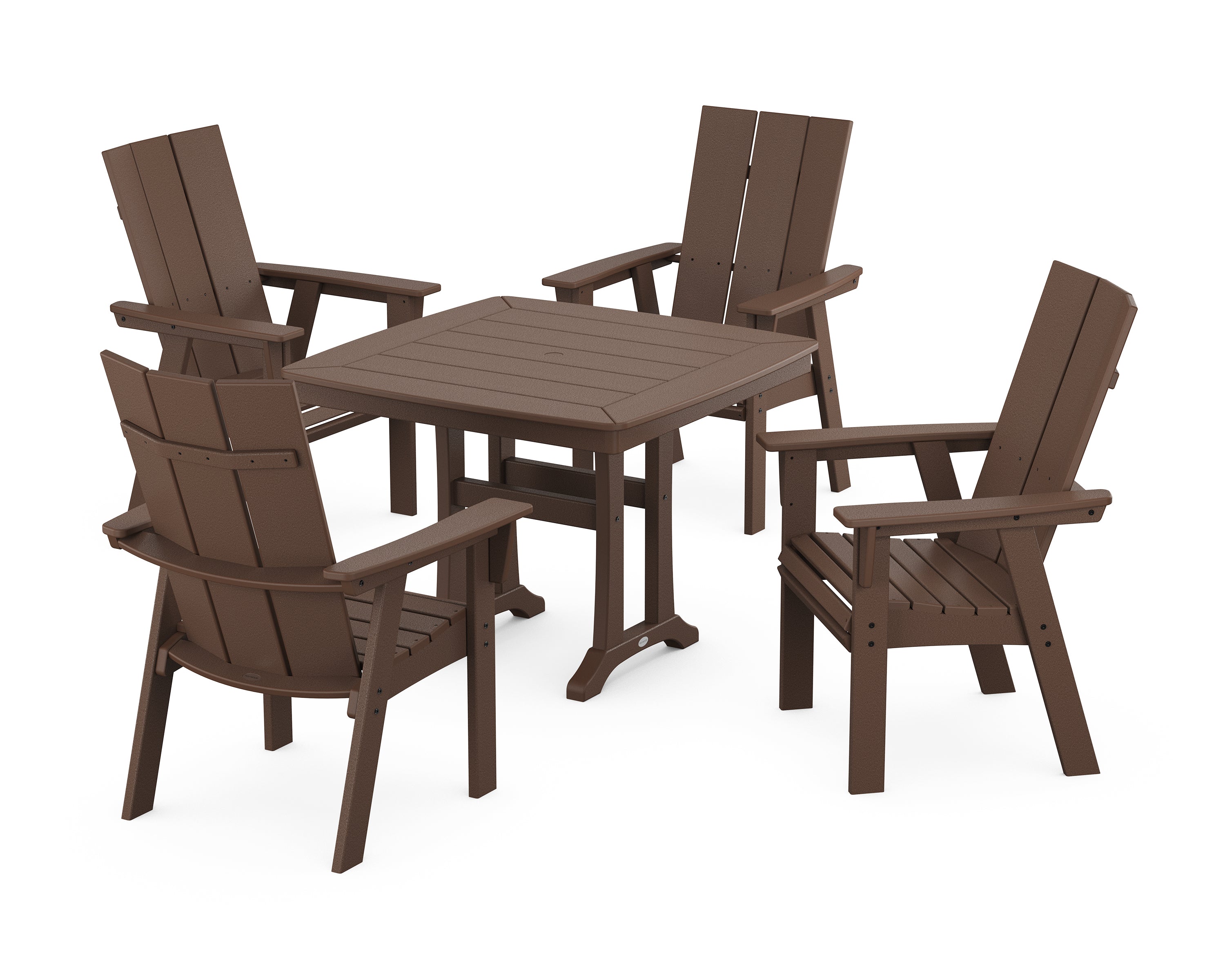 POLYWOOD® Modern Adirondack 5-Piece Dining Set with Trestle Legs in Mahogany