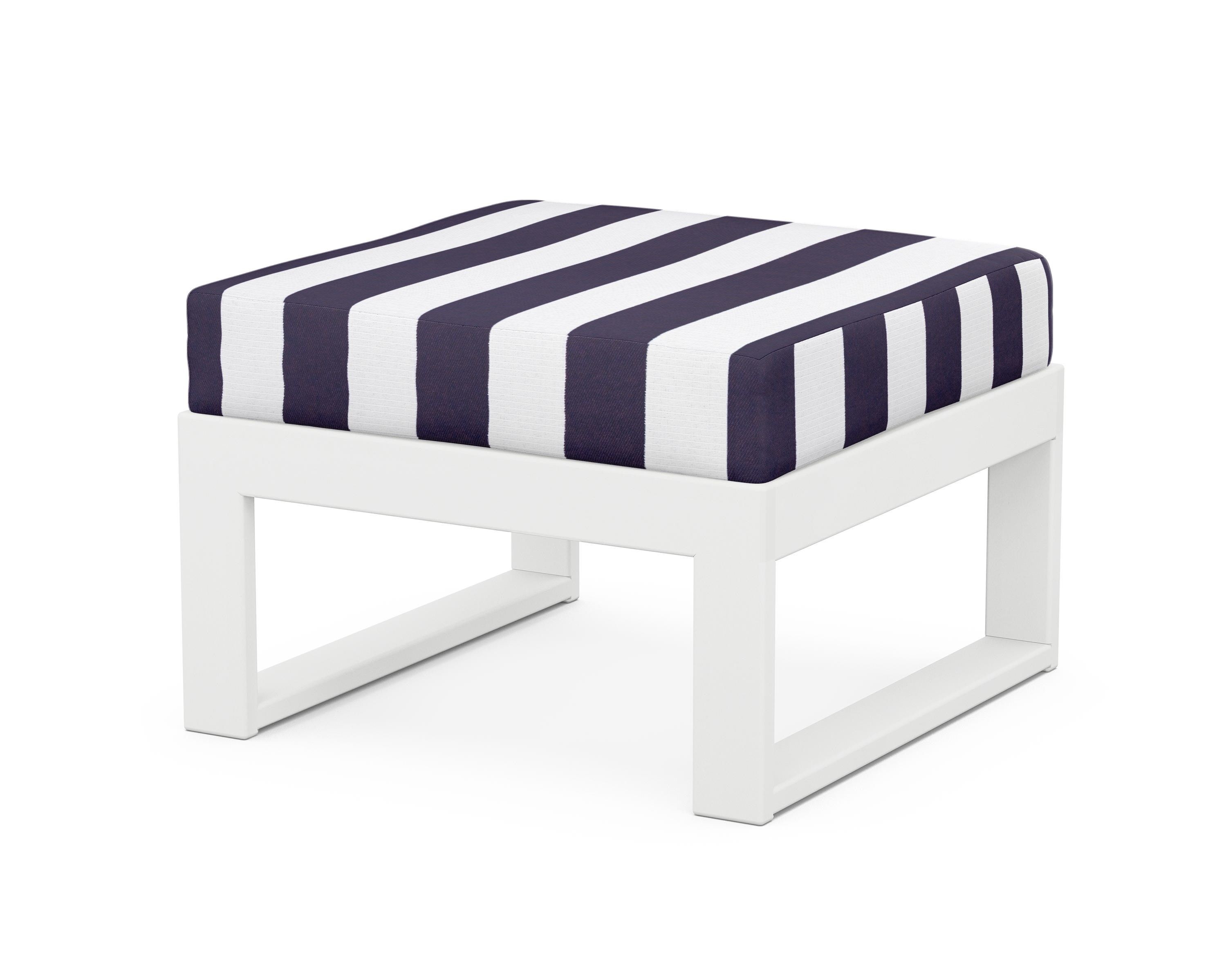 Unbranded Modular Ottoman - Modern in White / Cabana Stripe Navy