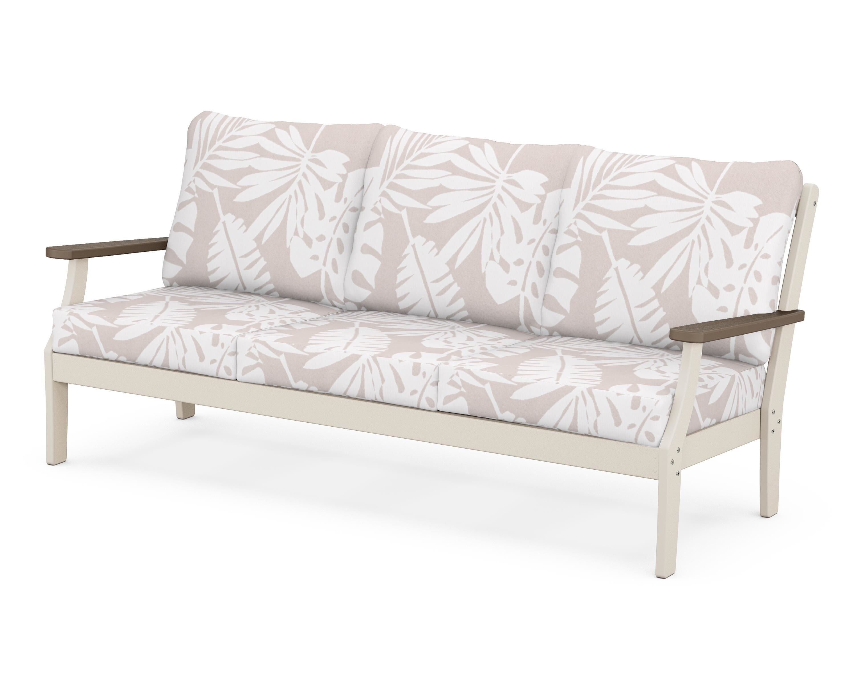 POLYWOOD® Braxton Deep Seating Sofa in Sand / Kona / Leaf Dune Burlap