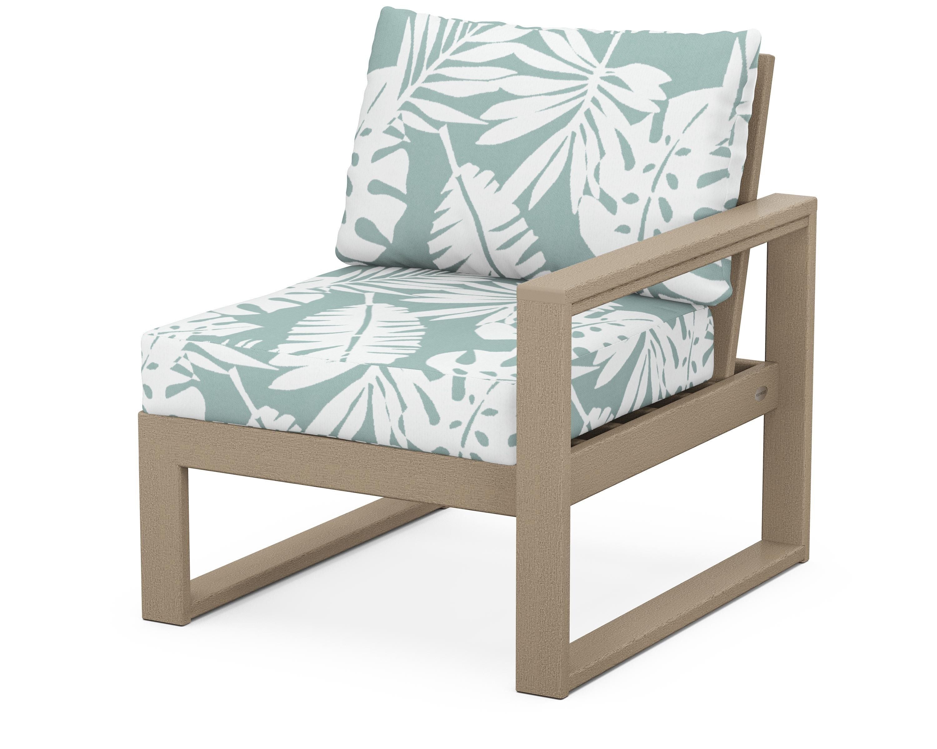 POLYWOOD® EDGE Modular Right Arm Chair in Vintage Sahara / Leaf Glacier Spa