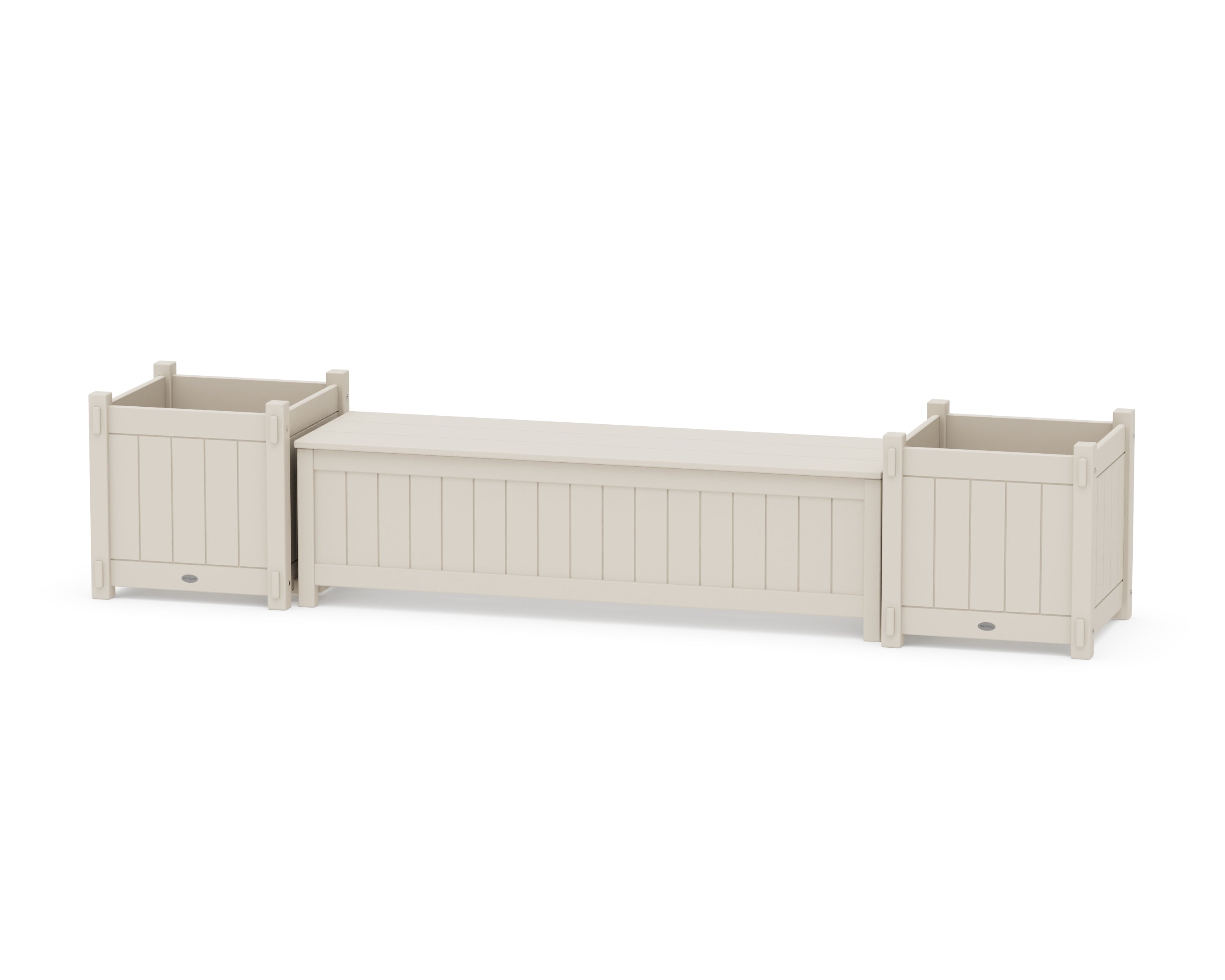 POLYWOOD® 60" Vineyard Straight Planter Storage Bench Set- Large in Sand