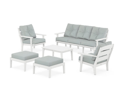 POLYWOOD® Lakeside 6-Piece Lounge Sofa Set in White / Spa