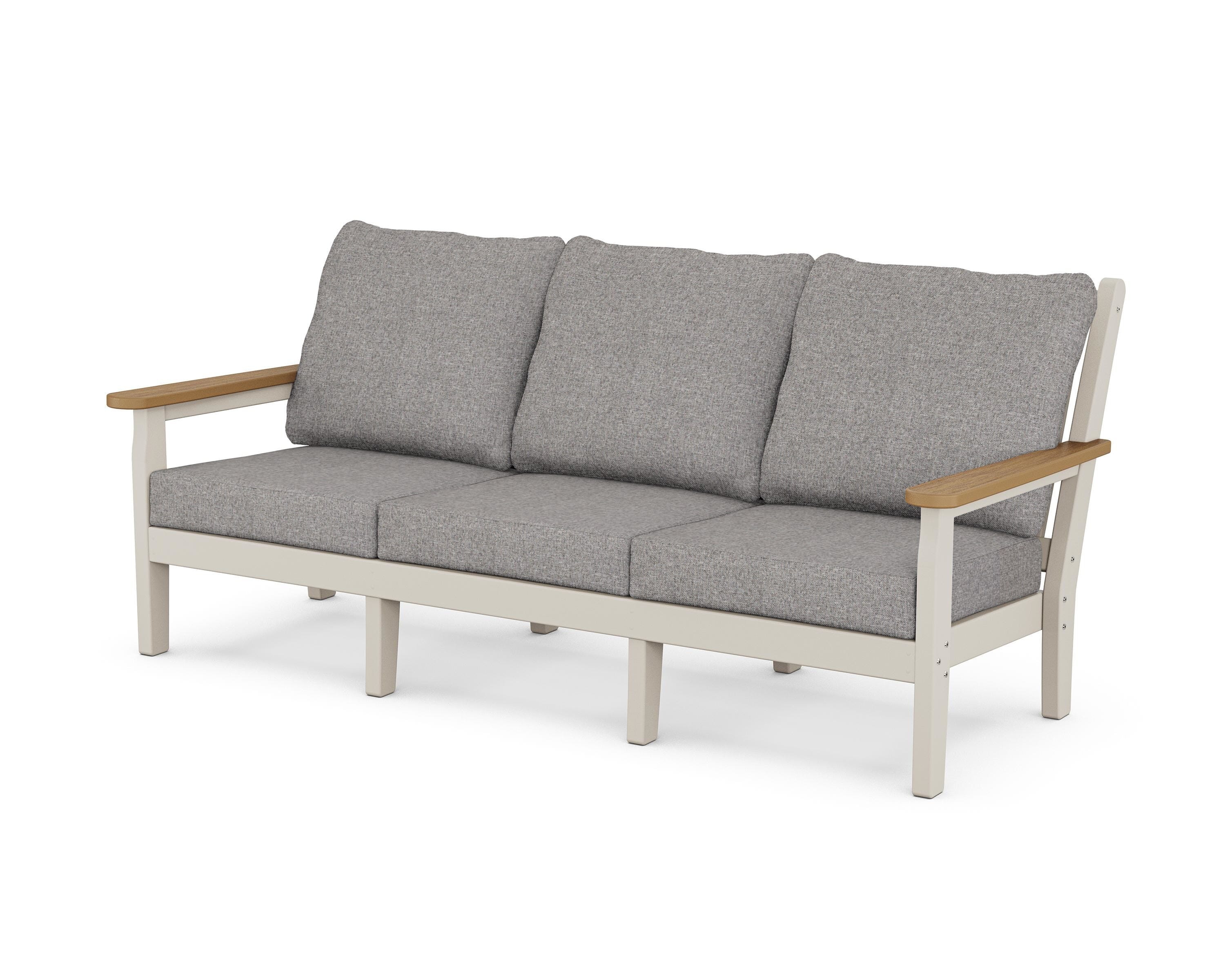 POLYWOOD® Chippendale Deep Seating Sofa in Sand / Natural / Grey Mist