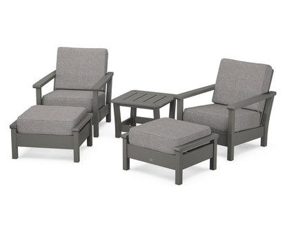 POLYWOOD® Harbour 5-Piece Deep Seating Chair Set in Slate Grey / Grey Mist