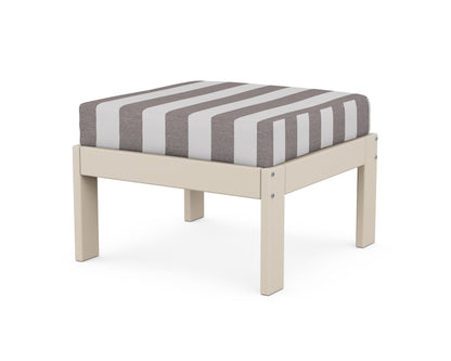 POLYWOOD® Vineyard Modular Ottoman in Sand / Cabana Stripe Grey Mist