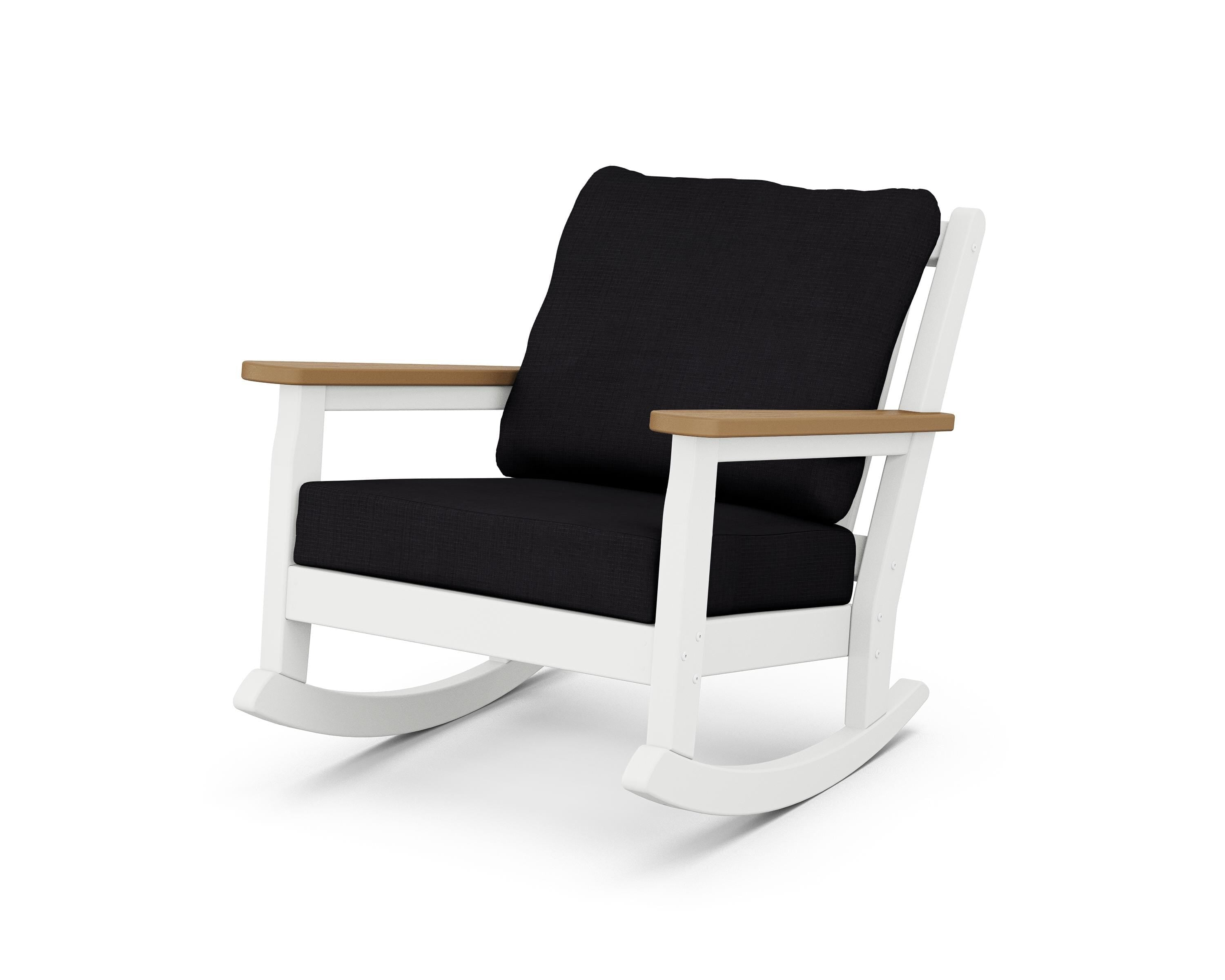 POLYWOOD® Chippendale Deep Seating Rocking Chair in White / Natural / Midnight Linen